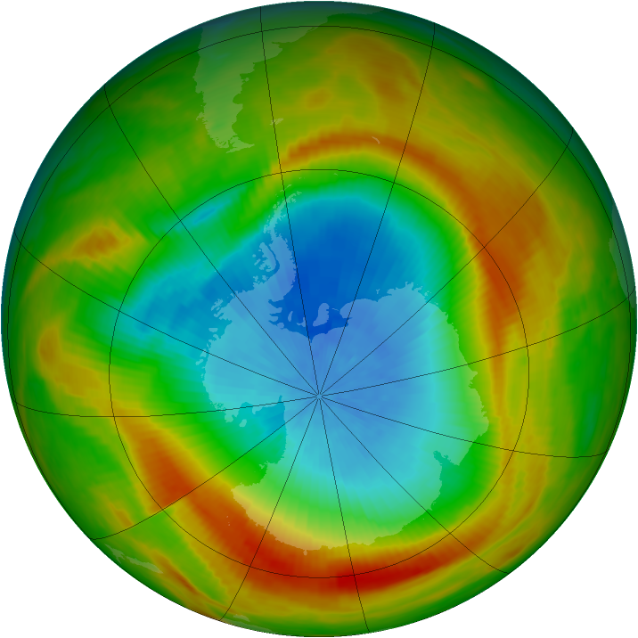 Antarctic ozone map for 22 October 1981